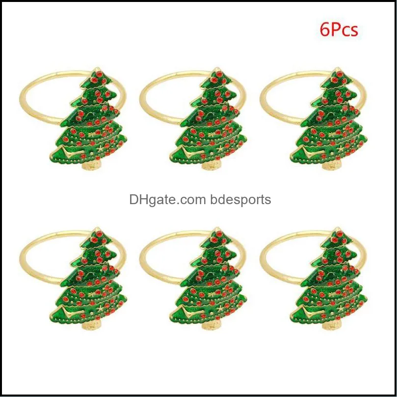 Napkin Rings 6pcs Christmas Table Buckle Metal Bar Towel Decoration T5EB