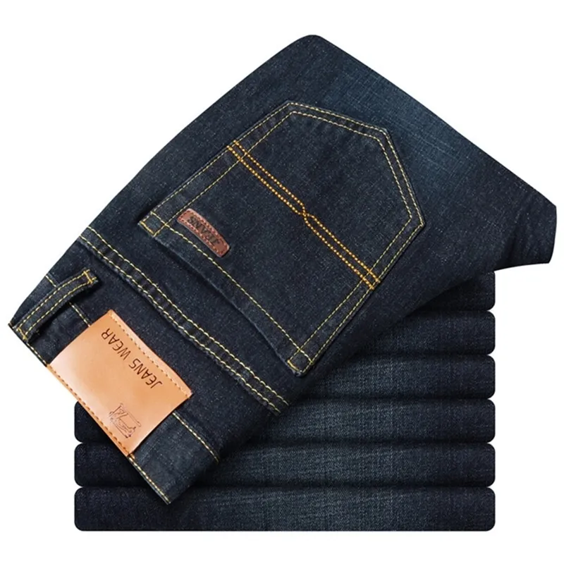 Mens Slim Fit Straight Jeans Blue/Black Business Casual