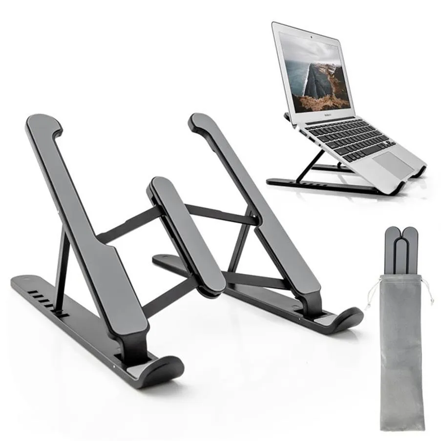 US stock Laptop Holder Pads Foldable Stand Portable Computer Desk Adjustable ABS 6-Level Angle Adjustable Height Suitable for All and Tablets a31