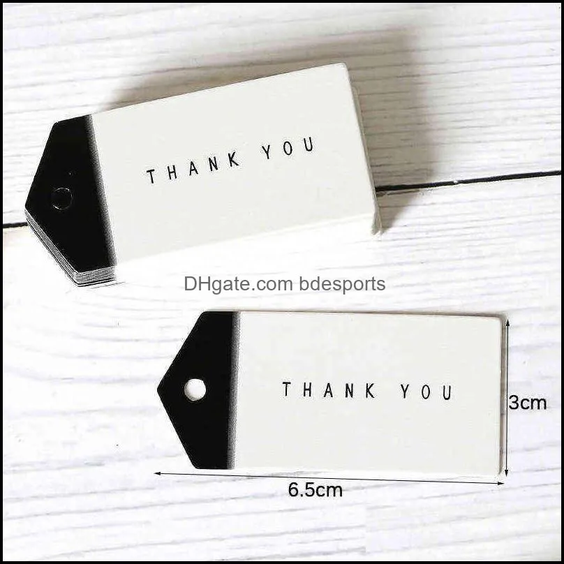 50pcs Black White Handmade Thank You Tags Baking Package Hang Tags Garment Shoes Bags TAG Cards Scrapbooking DIY Craft 6.5x3cm Y1230