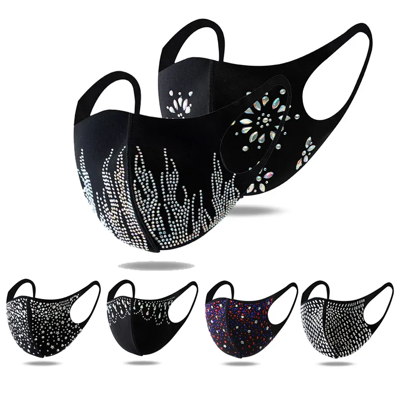 Fashion Bling Diamond Face Mask Washable Reusable Cover Shield Sequins Designer Shiny Party Masks individual package