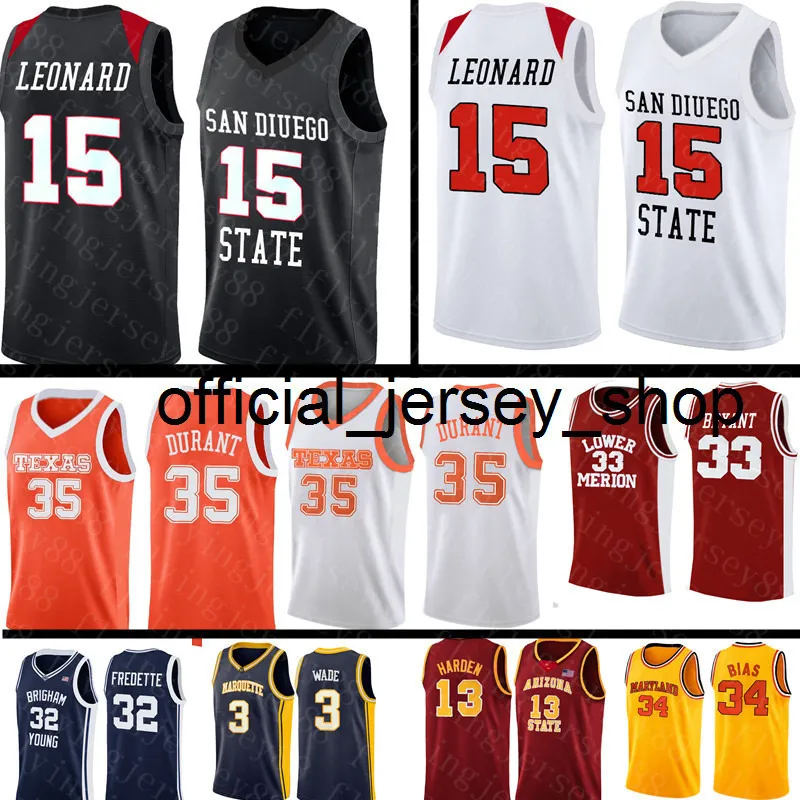 NCAA Kawhi Leonard Jersey San Diego State Aztecs College Jersey 13 Harden 35 Kevin Durant Maillots de basket-ball