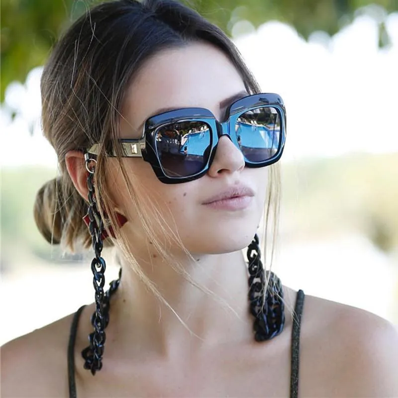 Okulary przeciwsłoneczne ramy punkowe modne akryl o łącze łańcuch okulasów okularów do odczytu okularów sznurek uchwyt na pasek Nask Nask SCIC