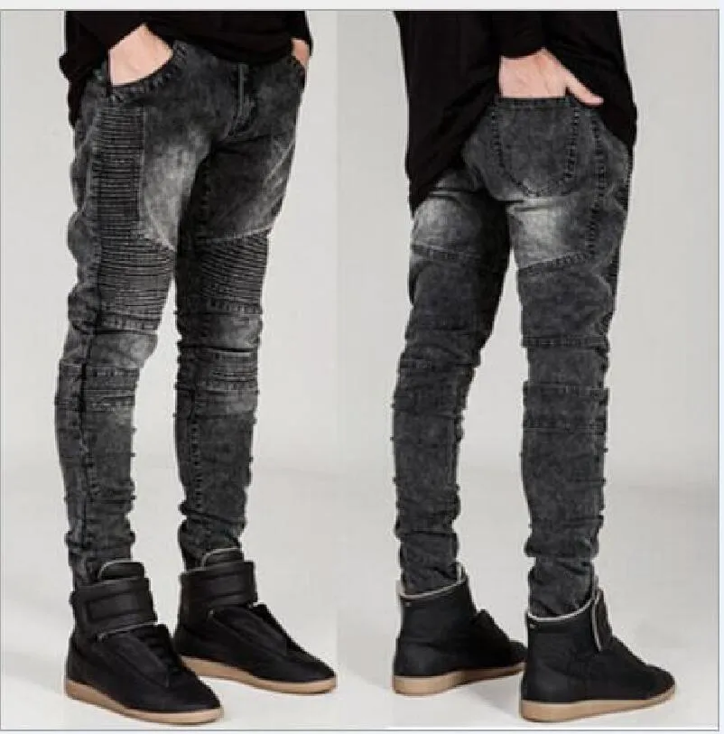Compra Negro Hombres De Apenó Rasgado Vaqueros Ajustados Hombre De La Moda  Los Pantalones Vaqueros Delgados De La Motocicleta De Moto Del Motorista  Causal Para Hombre Pantalones Denim Jeans Hombres De Hip