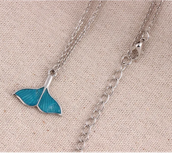 Collier queue de poisson océan mer bleu émail poisson pendentif colliers colliers lumineux