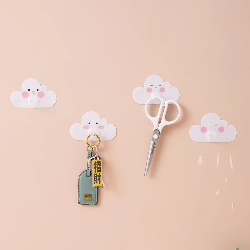 Creative Cute Cloud Shape Nail-free Wall Clothes Hooks Kids Room Decorative Key Hanging Hanger Kitchen Storage Hook Wall Hanging Door Hooks