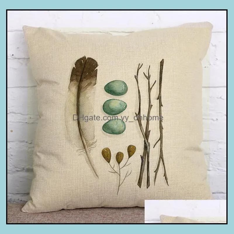 Feather Throw Pillow Covers Cotton Linen Pillow Cases Feather Cushion Covers Outdoors Home Pillow Covers 18x18 Inches