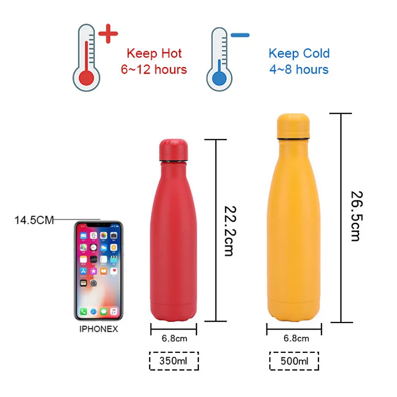 Custom Stainless Steel Vacuum Flask 500ml Double Wall Insulated Thermos ...