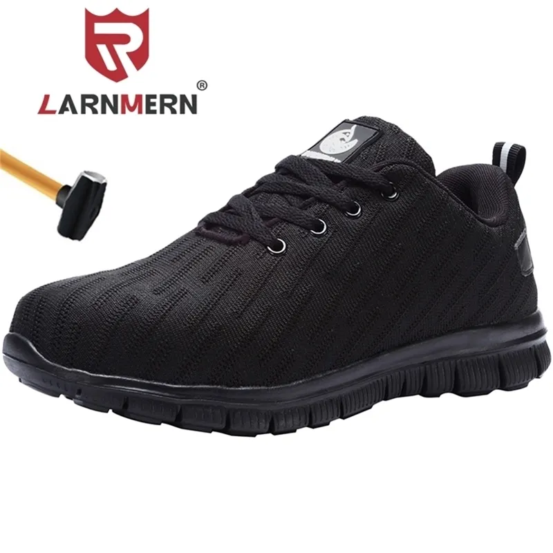 LARNMERN Mens Lightweight Steel Toe Cap Safety Shoes Reflective Anti-puncture Breathable Construction Work Boots Y200915