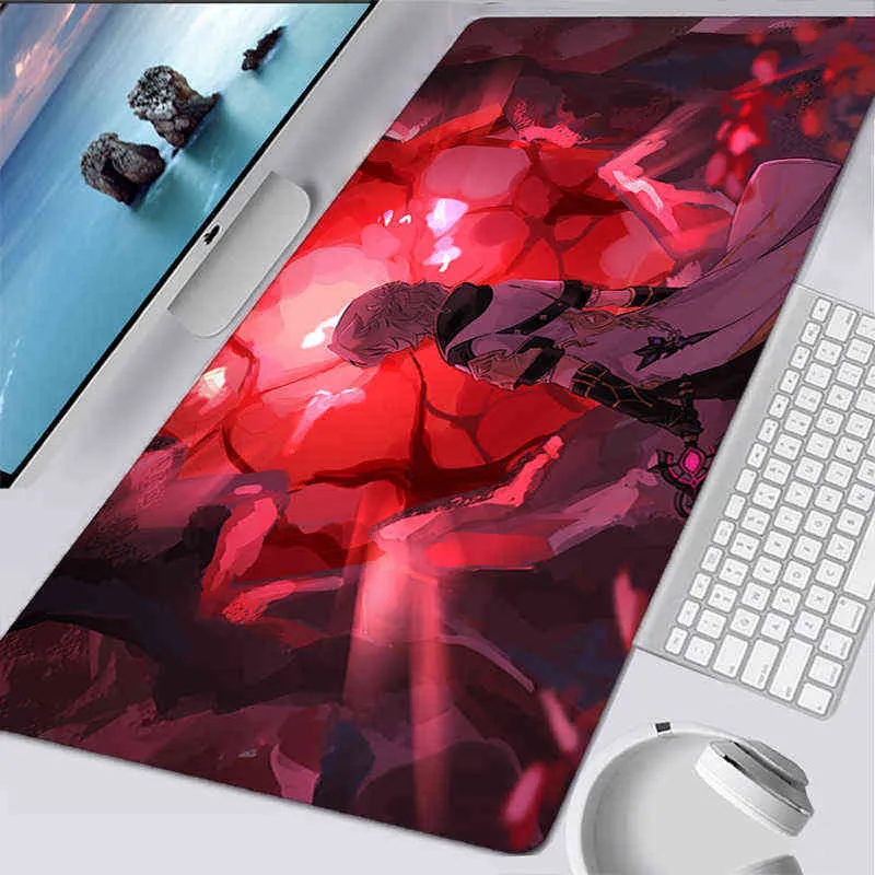 Genshin Impact Gamer Desk Pad Rug Mouse Pad Anime Pc Gamer Complete Gaming Accessories Mausepad Varmilo Mice Keyboards Computer