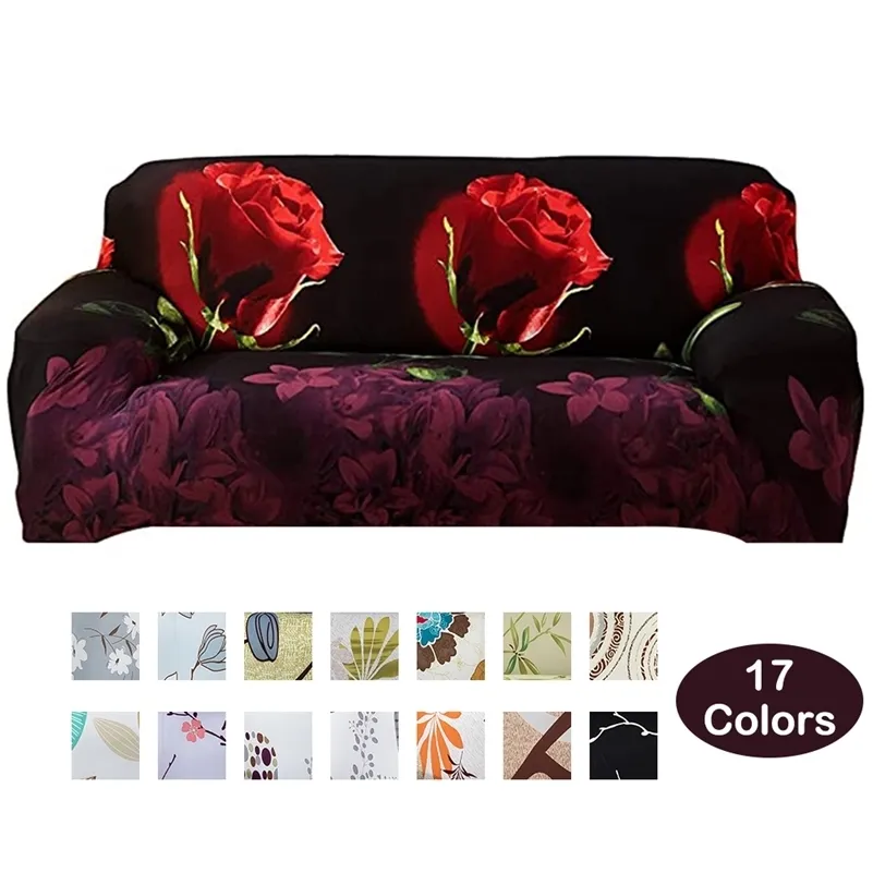 Meijuner 3D Sofa Cover Rose printing Elastic Slipcovers Elastic All-inclusive Couch Cover sofa Covers For Living Room LJ201216