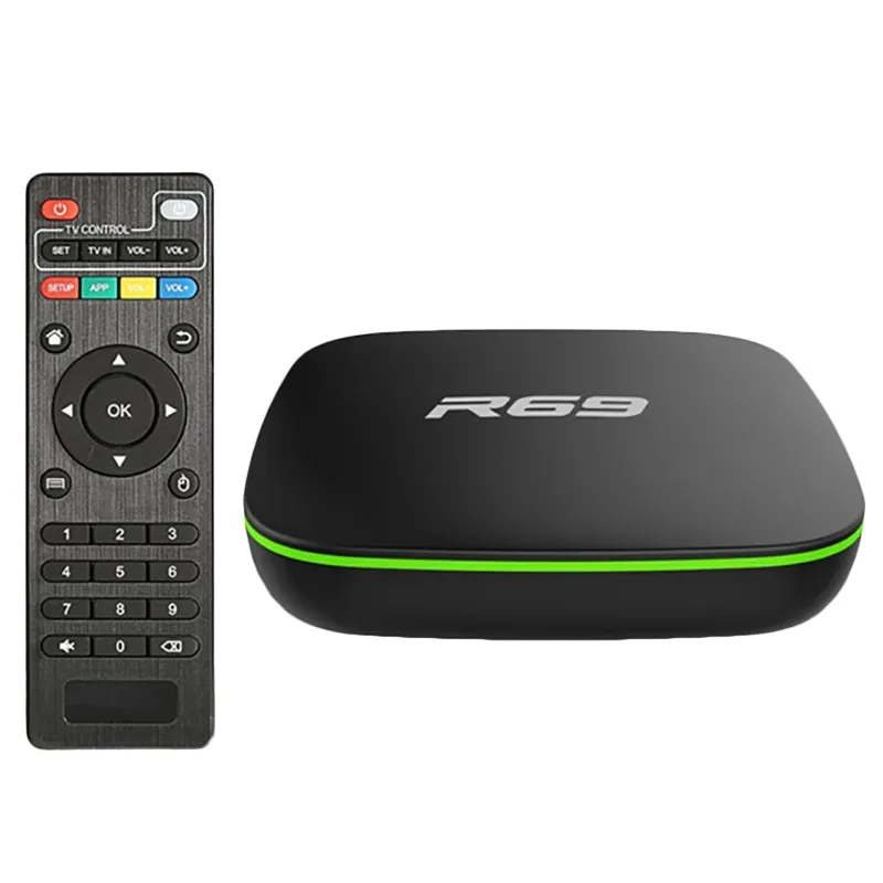 R69スマートアンドロイド10テレビボックス2.4G WiFi AllWinner H3クアッドコアセットTOPBOX 1080P HD 3D映画メディアプレーヤー1GB 8GB