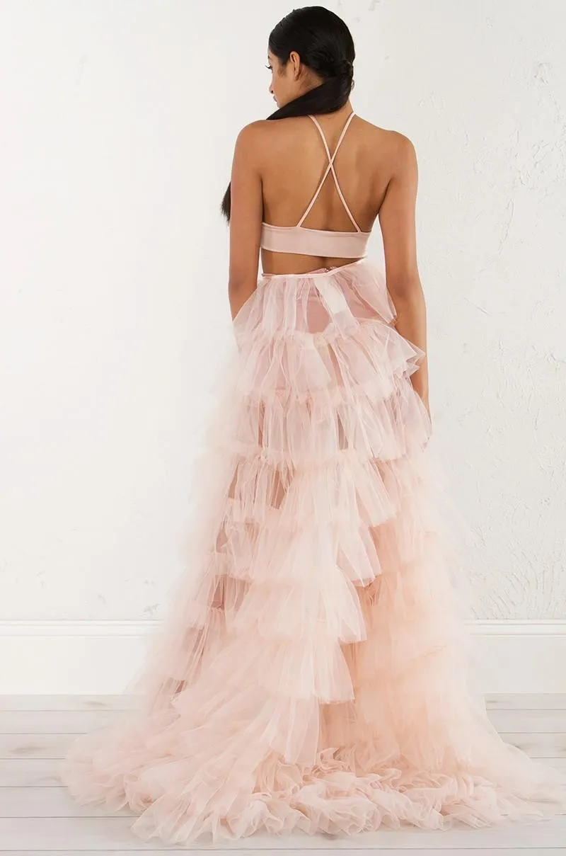 empire waist tutu dress DOLLY Elegant Fog Blue Retro Sleeveless Bandeau High Waist Tutu Dress- (V) S / Blue