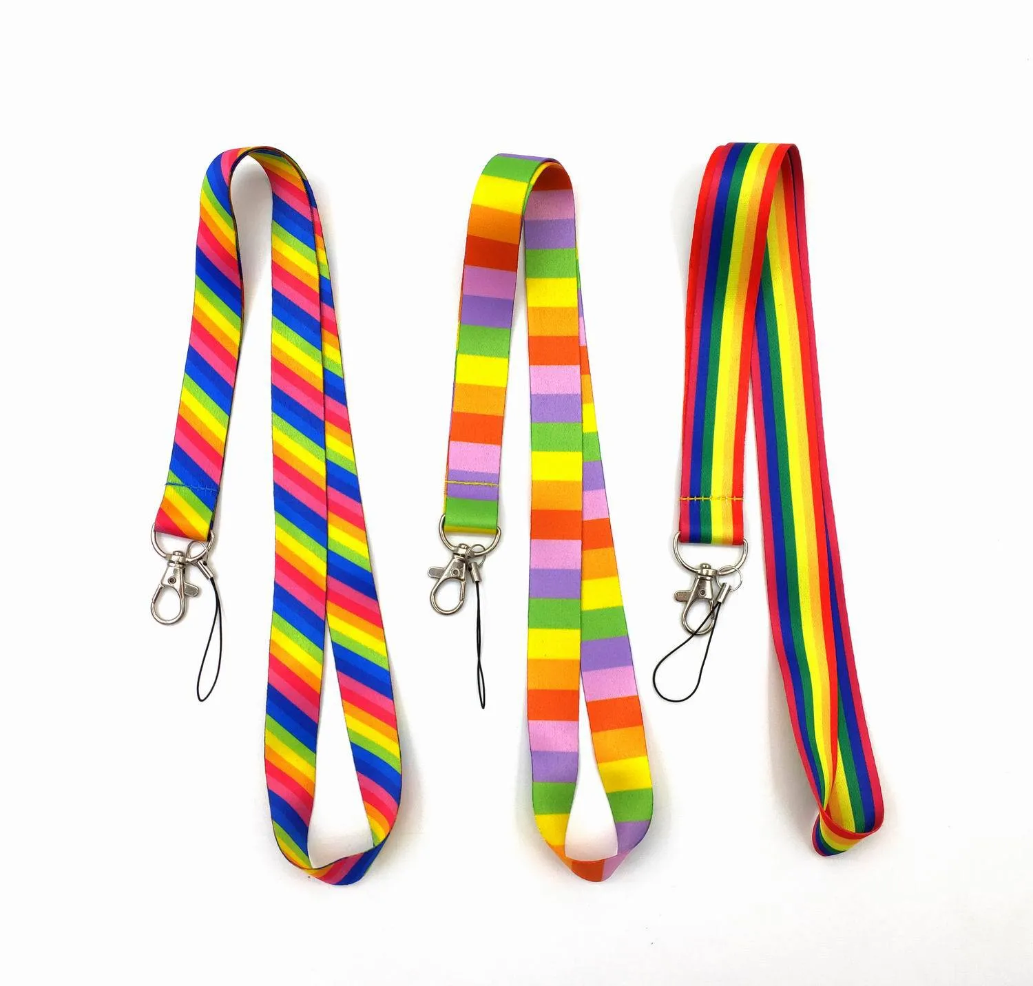 20pcs Rainbow Multicolor Key lanyard Car KeyChain ID Card Pass Gym Mobile Phone Badge Key Ring Holder Jewelry