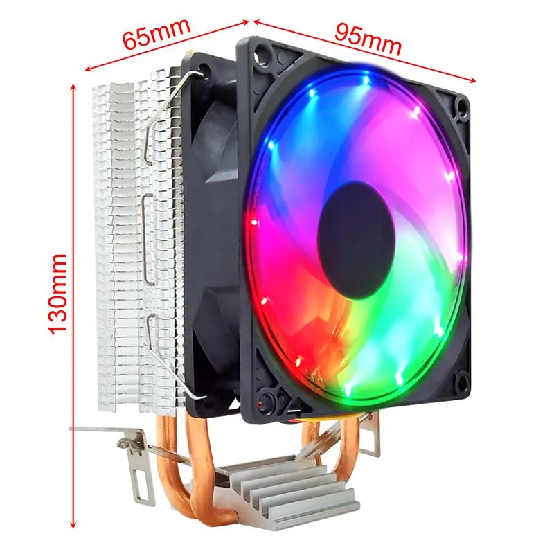 Fans Coolings Snowman PWM CPU Koeler 2 Warmtepijpen 4Pin 90mm RGB Stille PC Heatsink Intel LGA 775 1150 1151 1155 1366 Koelventilator Amdam2 AM3