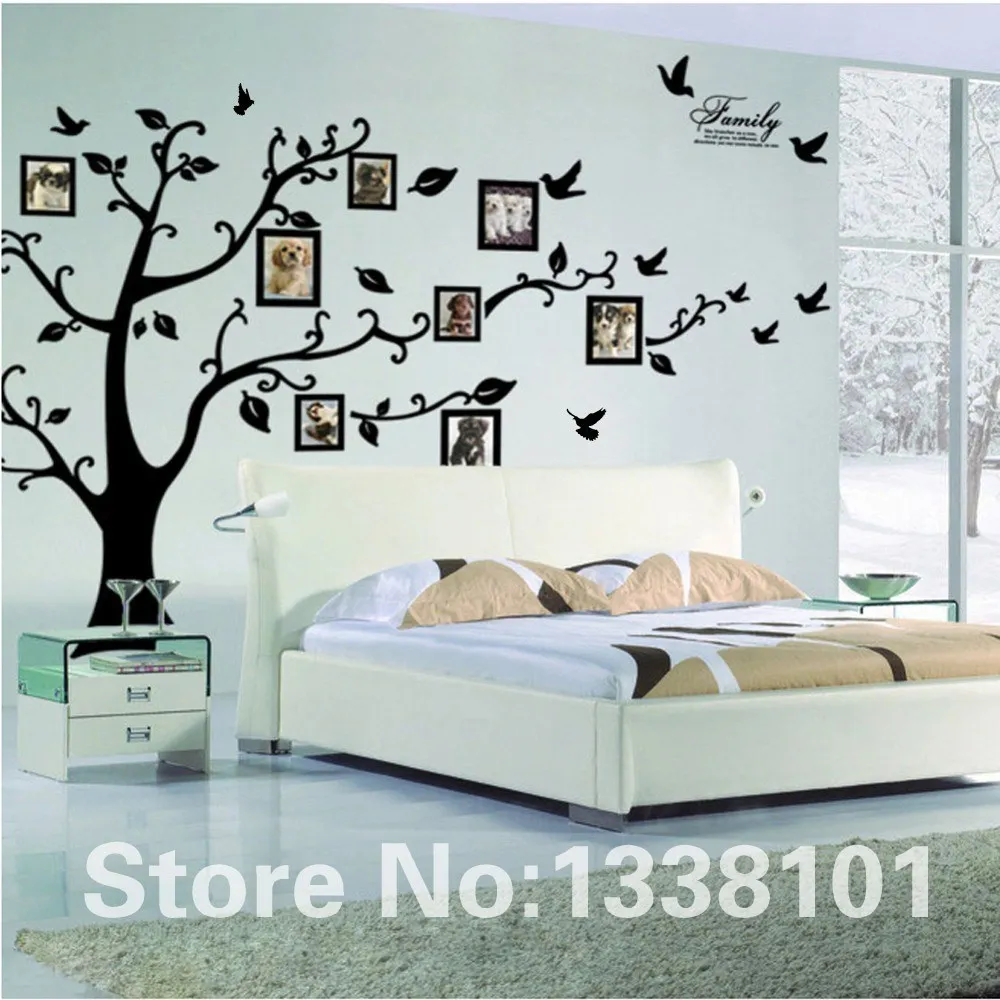 Marcos De Árbol Genealógico Para La Pared: Gran Marco De Fotos De Bricolaje  De Bricolaje De Color Negro Calcomanías De Pared De PVC Adhesivas  Calcomanías De Pared Para La Familia Arte Para, image size:1000x1000