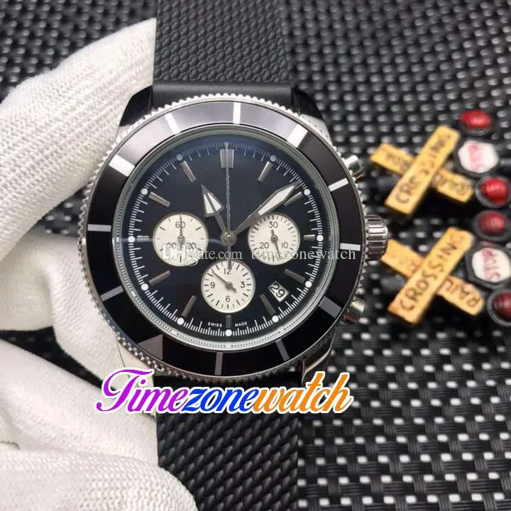 44 мм II B01 Дата AB0162121B1S1 Япония Кварцевый хронограф Мужские часы Черный циферблат белый субалак резиновый ремешок Сторовые часы Timezonwatch E05A (3)
