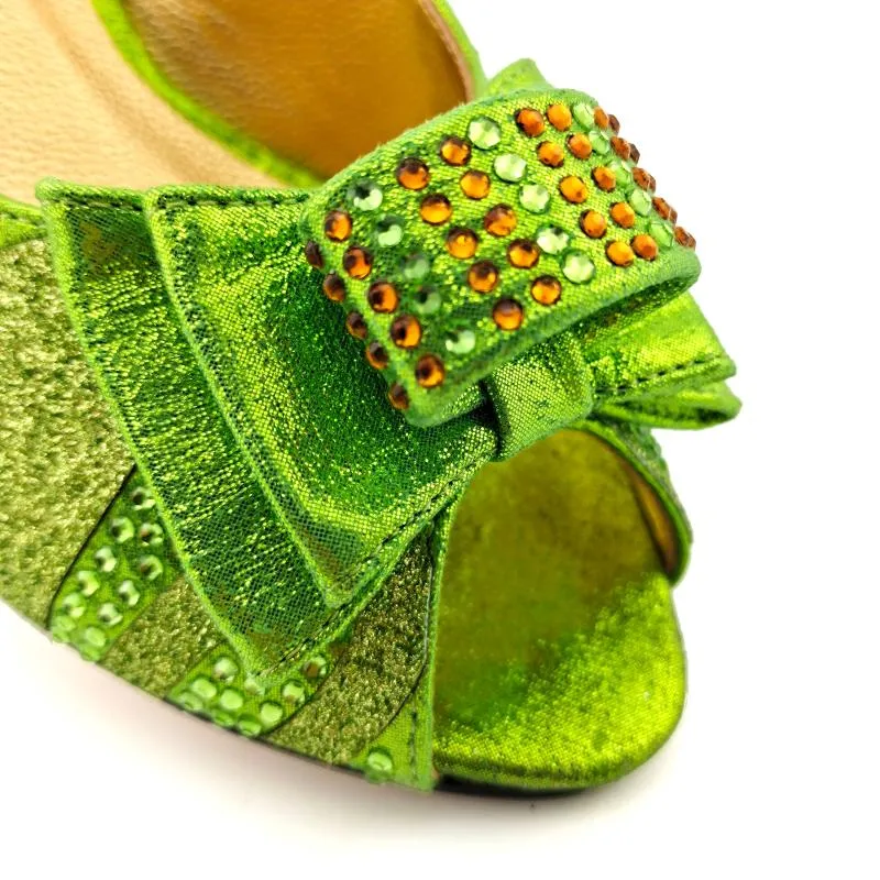 Dress Shoes 2022 Italian Design Coming High Quality Fashion Style Wedding  Ladies And Bag Set In Lemon Green Color For Party