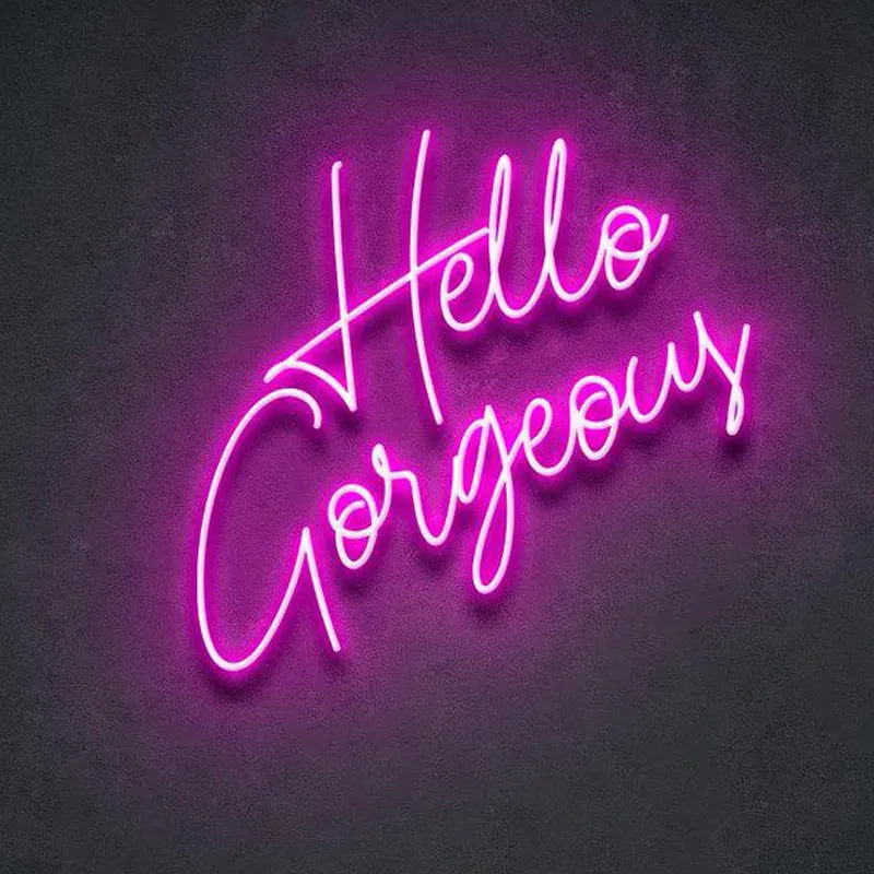 Skräddarsydda Hello Gorgeous Neon Sign Wall Lights Party Wedding Shop Fönster Restaurang Birthday Decoration 201028