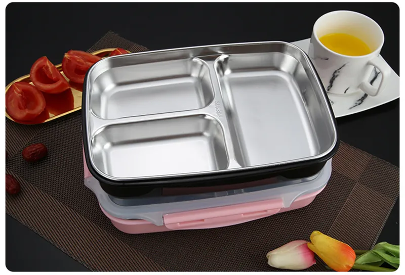 TUUTH Stainless Steel Lunch Box Large-capacity Microwave Heating Portable Dinne Food Containers For Picnic Office School B13