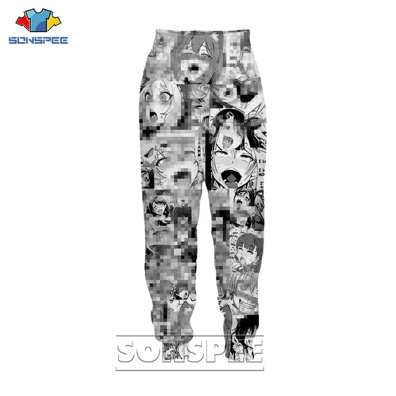 AheGao مثير فتح الفم فتاة 3d طباعة الرسومات بنطلون الرجال النساء شعبية الشارع الشهير sweatpants أنيمي الركض السراويل عارضة بانت 1114