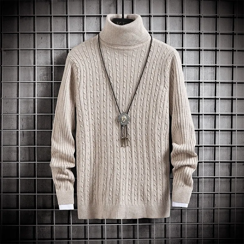 Turtleneck 슬림 스웨터 남자 가을 겨울 Kintted 풀오버스 남성 양모 따뜻한 스웨터 O- 목 솔리드 컬러 knitwears Streetwear 201211