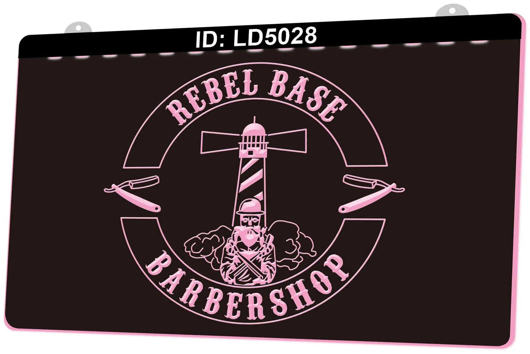 LD5028 Rebel Basis Barber Shop Haar Cut 3D Graveren LED Light Sign Groothandel Retail