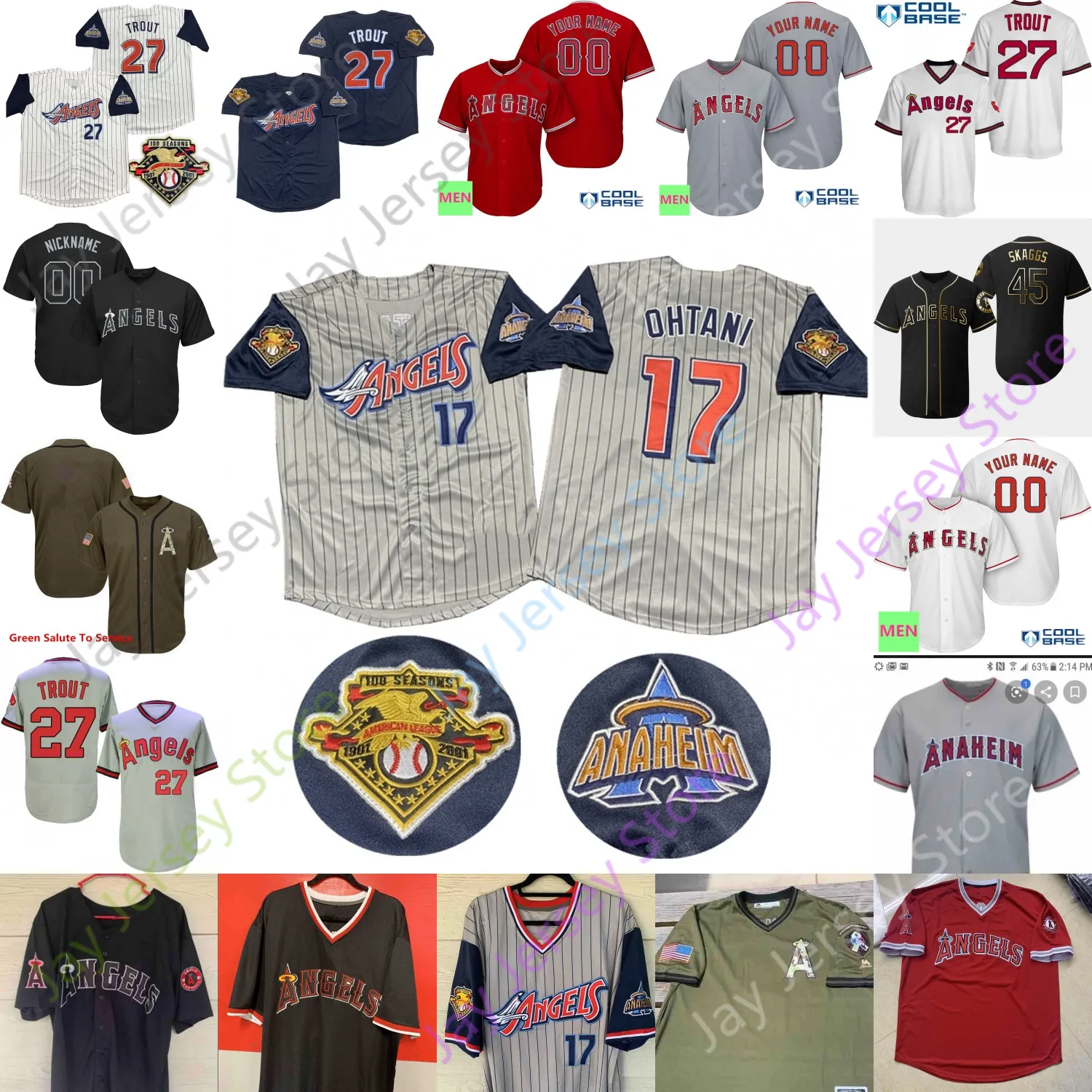 Baseball Jerseys Mike Trout Jersey Shohei Ohtani Anthony Rendon Kurt Suzuki Jose Iglesias Albert Pujols Justin Upton David Fletcher