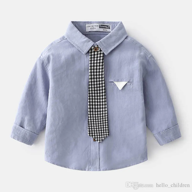 Boys Shirts Kids T Shirt Spring Cotton Long Sleeve Baby Tops Fashion Necktie Children Clothes Boys Clothing 2 8Y B3861