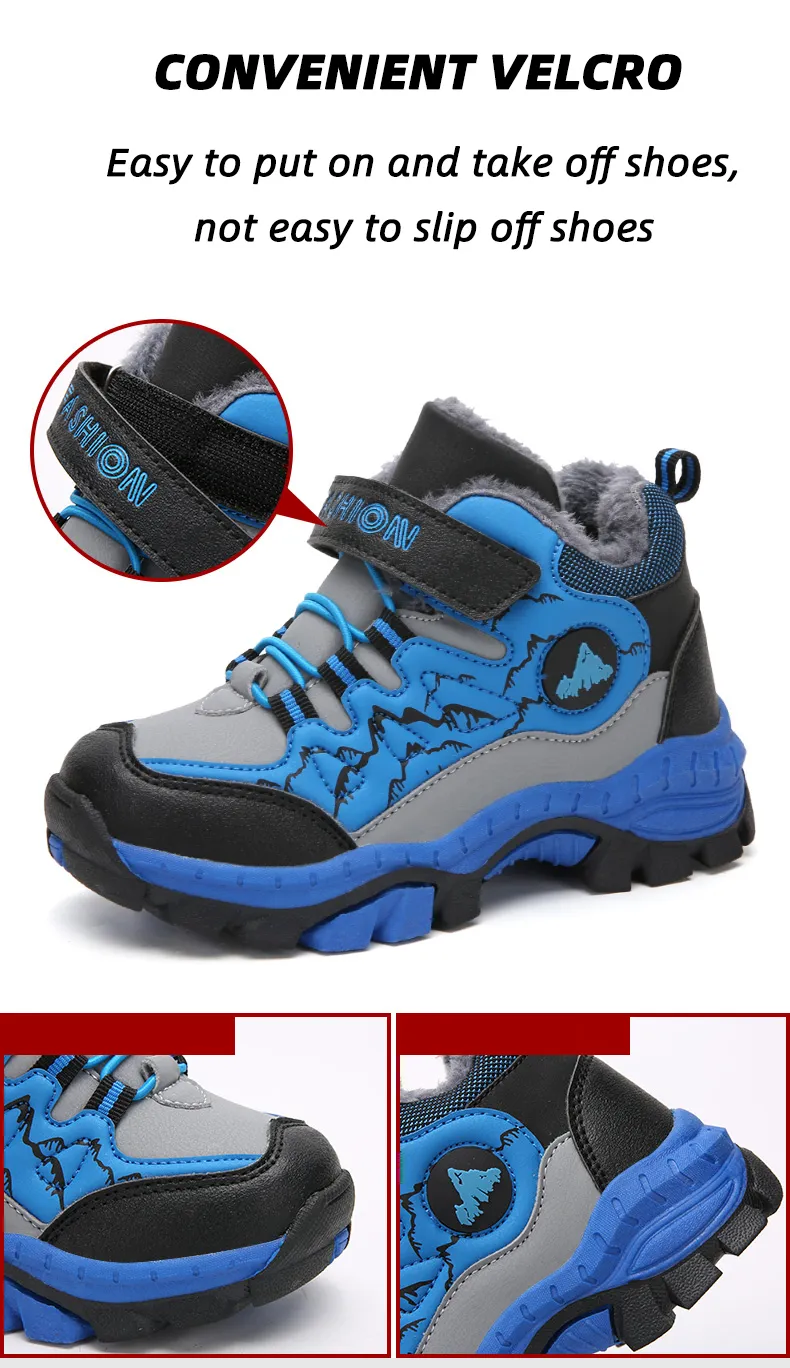 Kinderschoenen Winter Buiten Wandelen Warm Veet Waterdichte Laarzen TPR Schokabsorptie Trekking Jongens Kinderschoen Hardlopen_voghion.com
