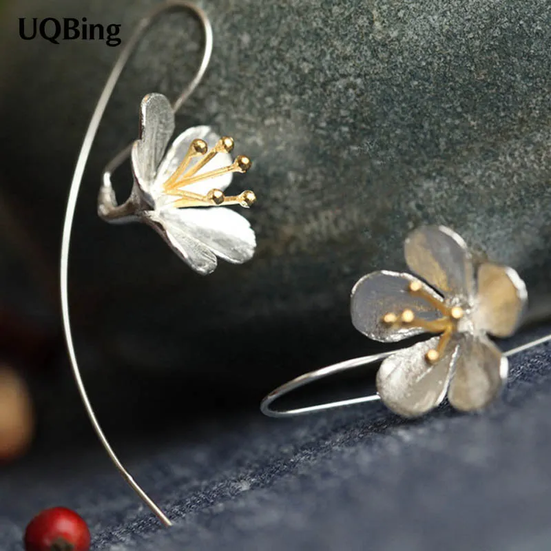 Boucles d'oreilles à breloques en forme de fleur, en argent Sterling 925, pompon, bijoux délicats, vente en gros