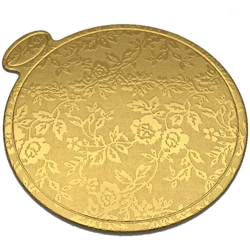 200Pcs/Set Gold Printing Round Mousse Cake Boards Paper Cupcake Dessert Displays Tray Wedding Cake Pastry Decorative Kit1