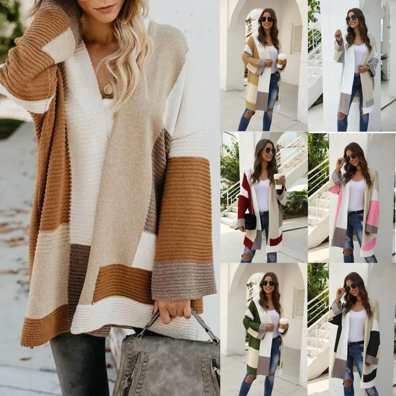 Damskie sweter kolorowy moda korea kardigan z długim rękawem kolorowe swetry jesień zima kobieta luźny styl casual tops odzież