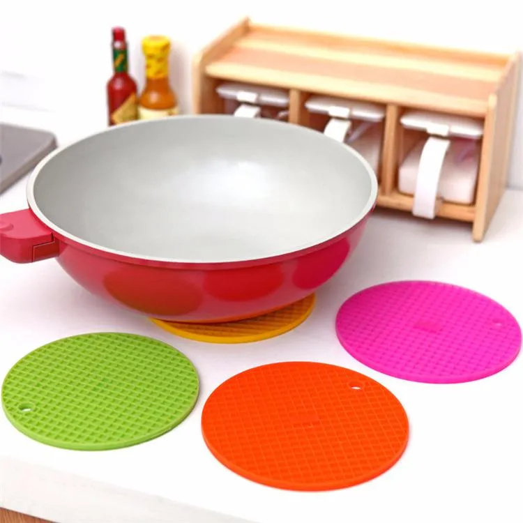 Round Heat Resistant Silicone Mat Drink Cup Coasters Non-slip Pot Holder Table Placemat Kitchen Accessories DH9585