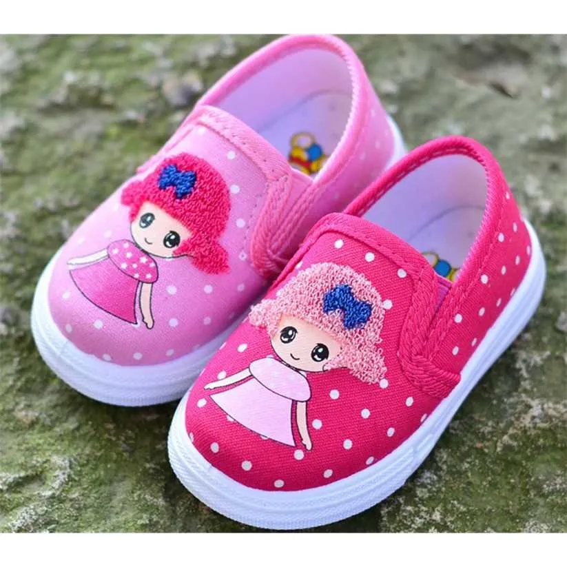 Girls Canvas Shoes Slip On Pink Denim Baby Loafers Kids Lovely Footwear Nina Zapatos Chaussure SandQ Spring Autumn 220115