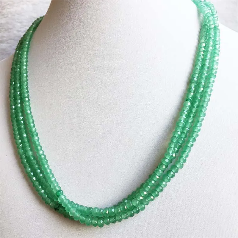 Kedjor 42 + 5cm Elegant grön Aventurine Choker Halsband Faceted Round Natural Gem Stone Bröllopsgåva För Kvinnor Charm Mode Smycken