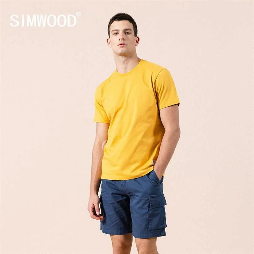 Camiseta sólida de verão 100% algodão compacto-siro girando o-pescoço tops de alta qualidade plus size roupas si980698 220118