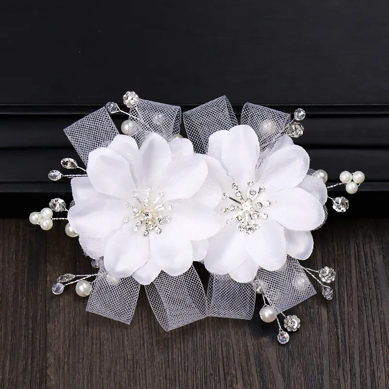 Headpieces mesh headdress white flower hair ornament wedding dress accessories bride accessories