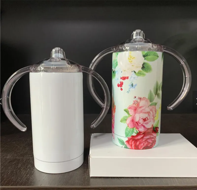 Sublimation Blanks Sippy Cup 12OZ Gras Straight Kids Cups Blanc Bouteille d'eau vierge Gobelet en acier inoxydable DW6048