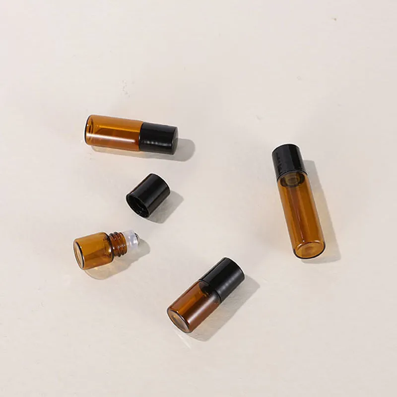 Bouteille de parfum en verre vide petit bouteille d'huile essentielle d'ambre vitrage rechargeable conteneur d'emballage cosmétique en verre