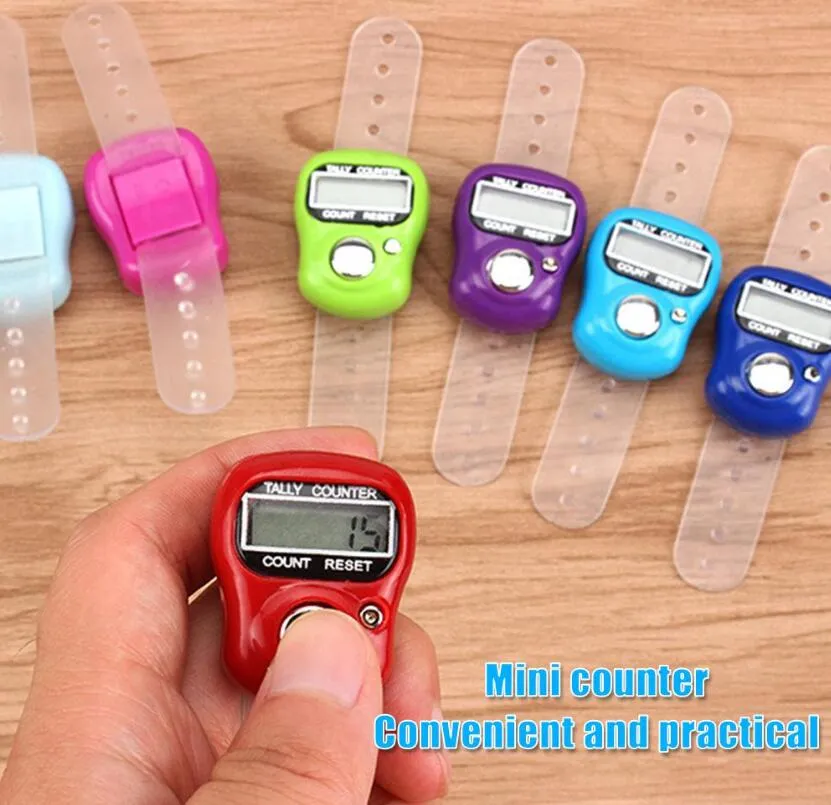 LED Gadget Mini Hand Hold Band Tally Counter Schermo digitale LCD Anello da dito Conteggio elettronico delle teste