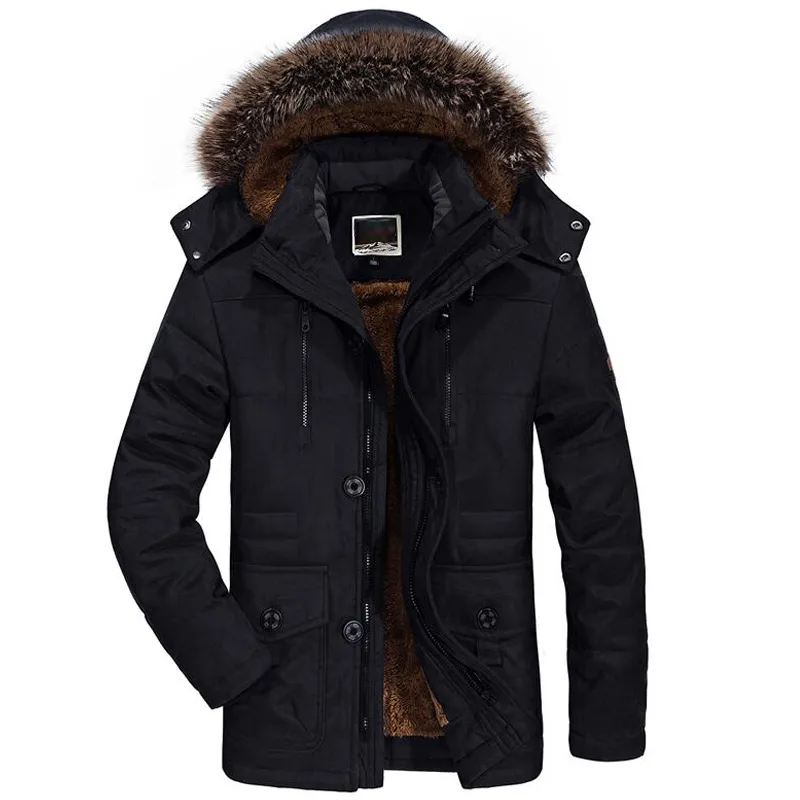 2023 High Quality Men Winter Parka Fleece Lined Thick Warm Hooded Fur  Collar Coat Male Size 5xl Plus