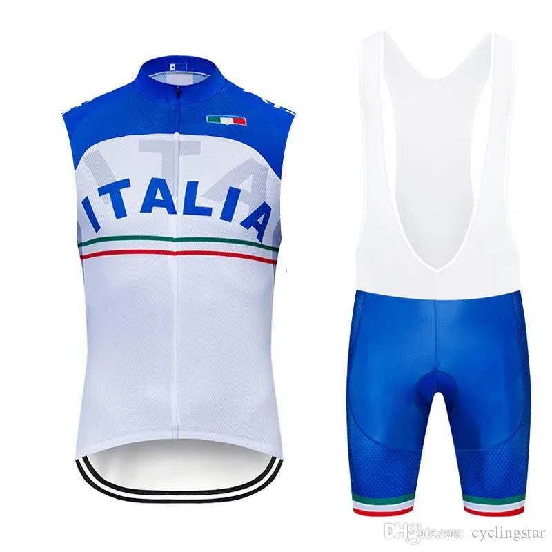 Men ITALIA Team cycling jersey Suit Summer breathable Sleeveless Bike vest bib shorts set MTB bicycle clothing sports Uniform Y062406