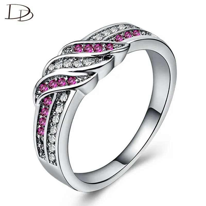 Wedding Rings Dodo Fashion Ring Green / Pink / Blue Zircon Inlay Wave for Women Party Smycken Bunk Colorful Anillos Presenter B895