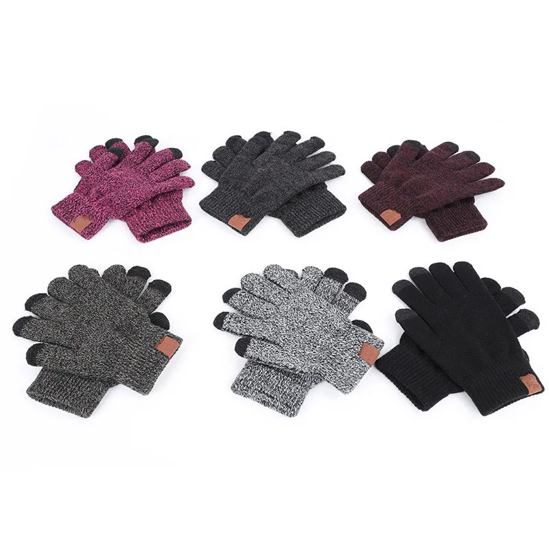 6 Colors Knitted Gloves Man Woman Solid Winter Warm Portable Glove Outdoor Sports Five Fingers Touch Screen Gloves RRA3755