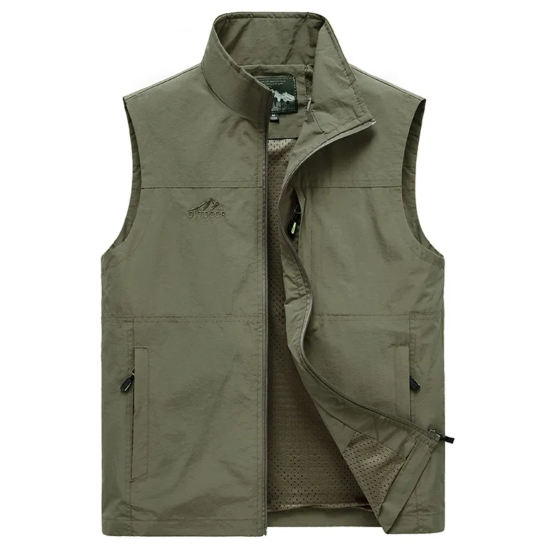 Sleeveless Vest Men Summer Breathable Waistcoat Multipockets Vest Jacket Men Outdoor Fishing Photography Vest Travel Clothes 7XL 201126