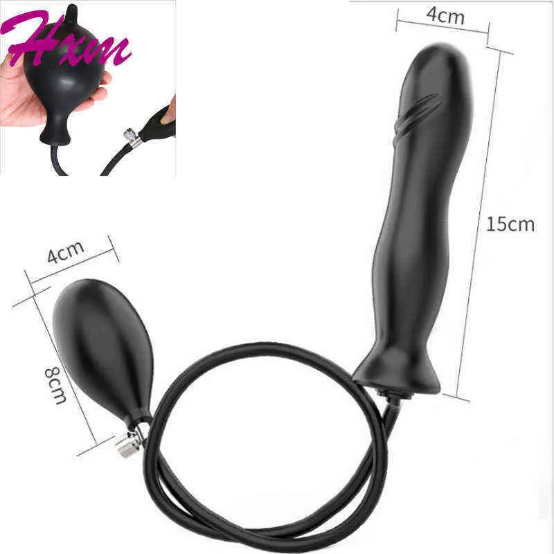 NXY Vibradores Inflable Anal Plug Consolador Vibrador Bomba expandible Vagina Dilatador Max 12 cm Adultos Hombres Mujeres Bolas enormes Butt Plugs1209