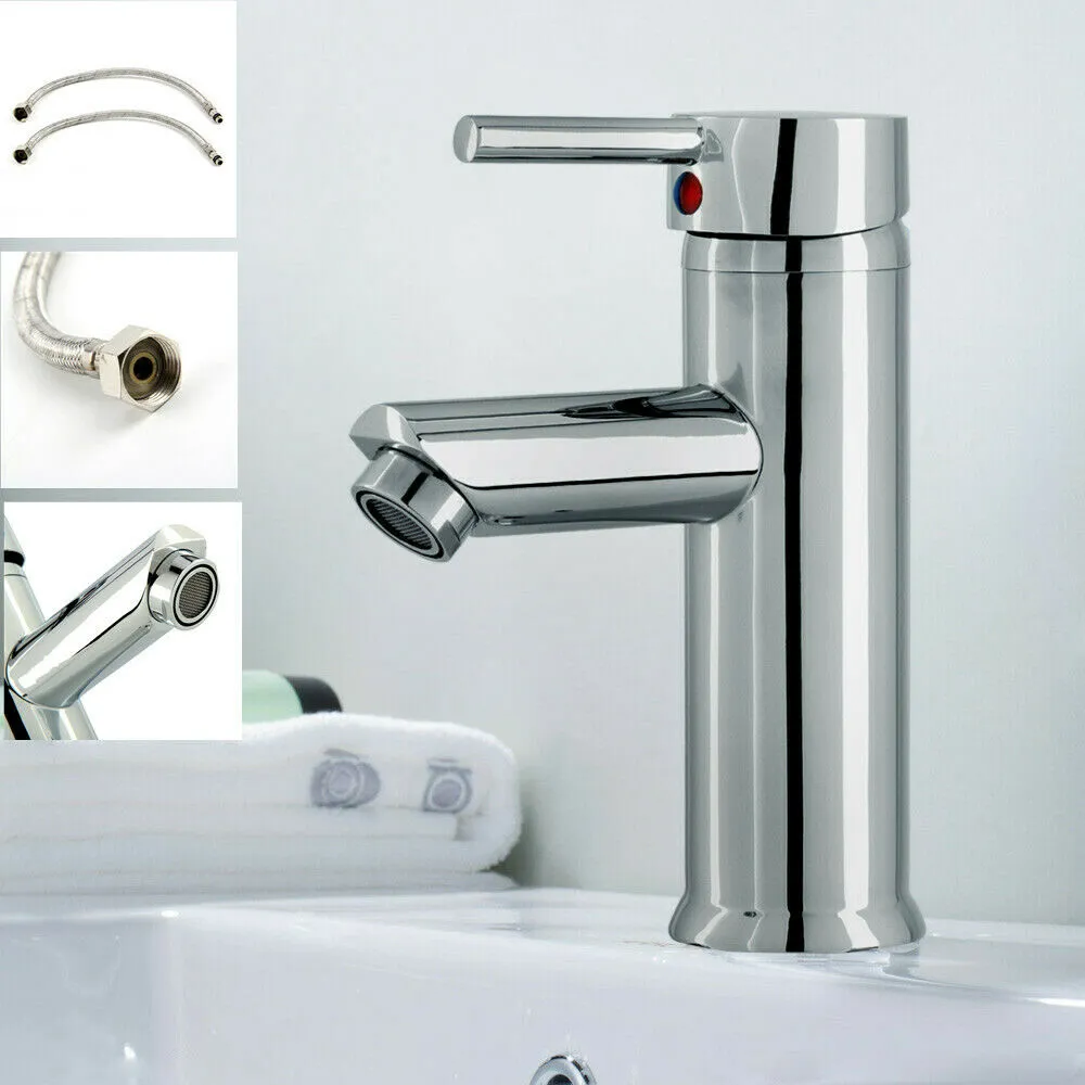 Modern Bathroom Taps Basin Sink Mono Mixer Brushed Finished Cloakroom