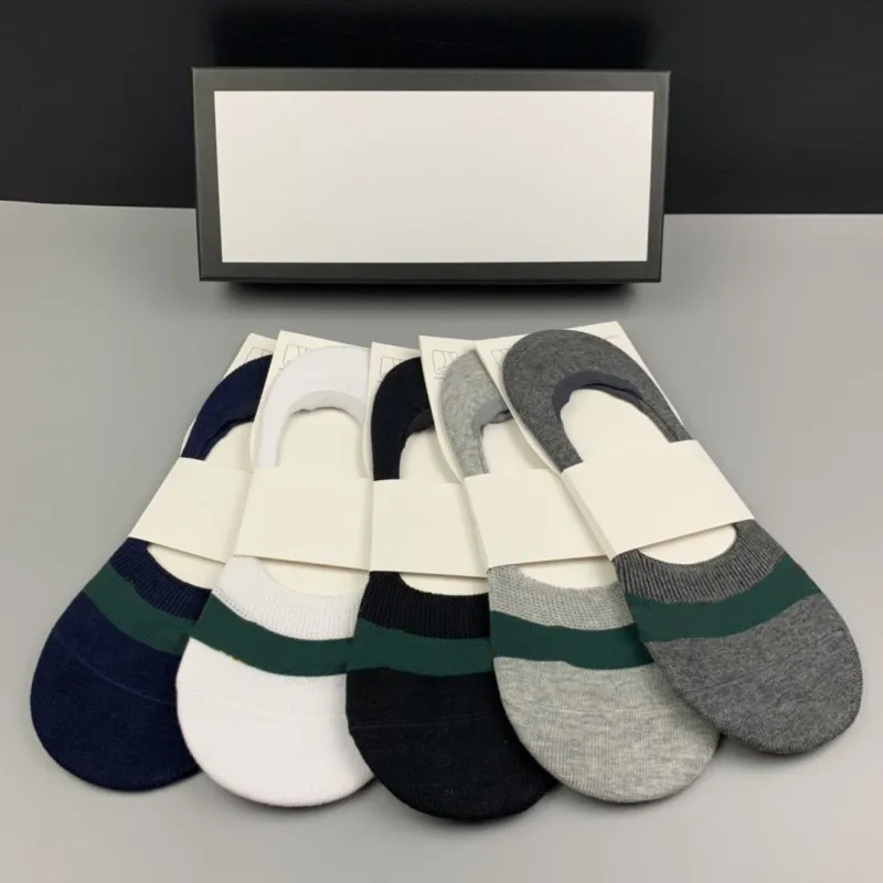 Designer Hommes Femmes Cheville Chaussettes Cinq Paires Luxe Sports Hiver Maille Lettre Imprimé Bateau Chaussette Broderie Coton Femmes Avec Boîte