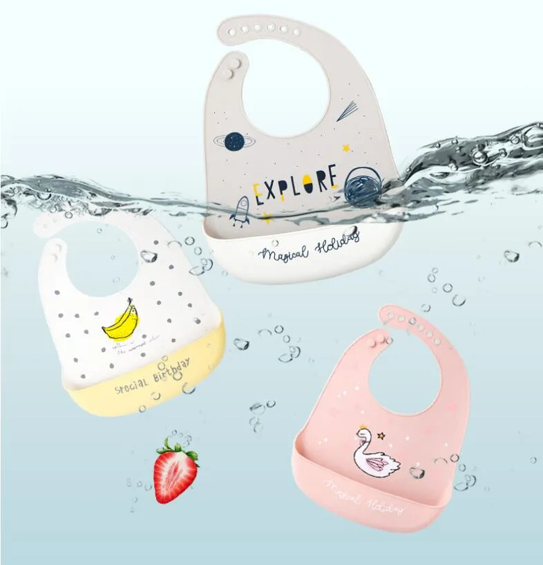 Ins baby Bavaglini in silicone impermeabili per bambini che mangiano Bavaglini per alimenti per bambini Health Safty Brup Vestiti sacchetto di riso non lavato